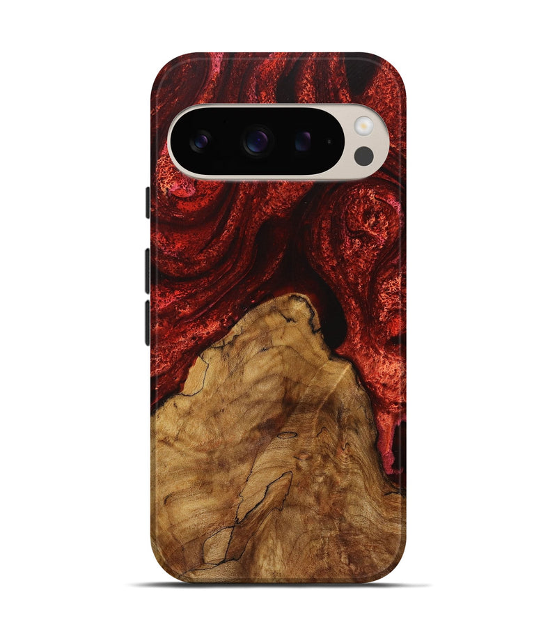 Pixel 9 Pro Wood+Resin Live Edge Phone Case - Brittani (Red, 720601)