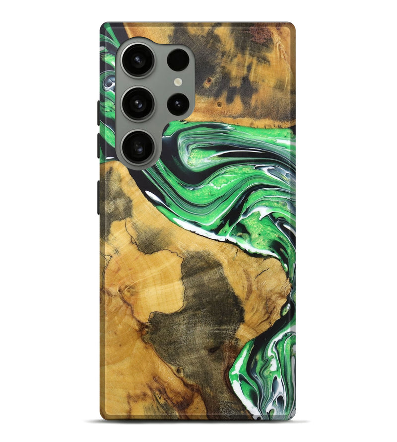 Galaxy S24 Ultra Wood+Resin Live Edge Phone Case - Aimee (Green, 720728)