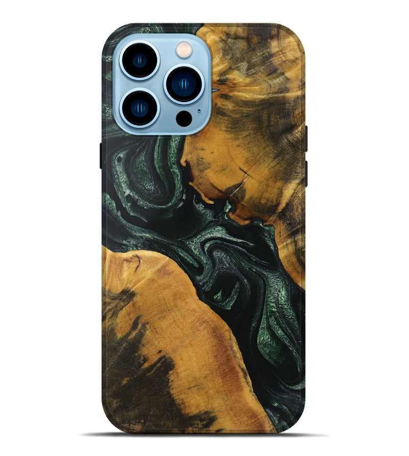 iPhone 14 Pro Max Wood+Resin Live Edge Phone Case - Maverick (Green, 720730)