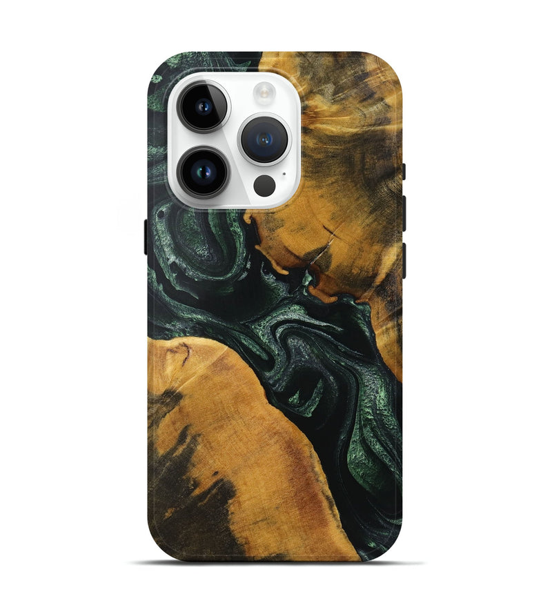 iPhone 15 Pro Wood+Resin Live Edge Phone Case - Maverick (Green, 720730)