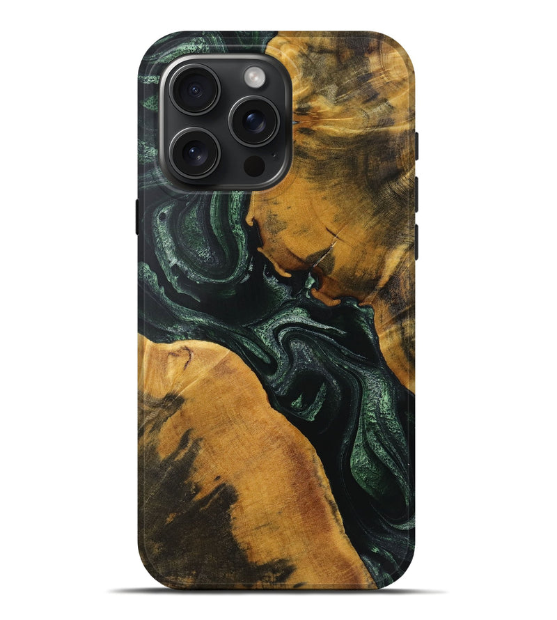 iPhone 16 Pro Max Wood+Resin Live Edge Phone Case - Maverick (Green, 720730)