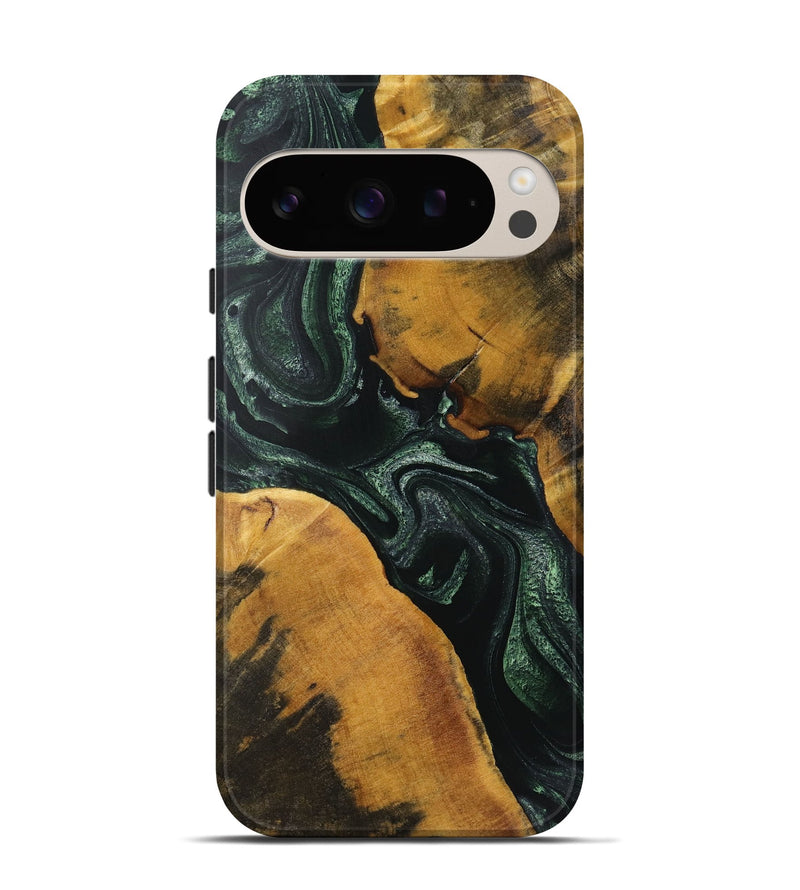 Pixel 9 Wood+Resin Live Edge Phone Case - Maverick (Green, 720730)