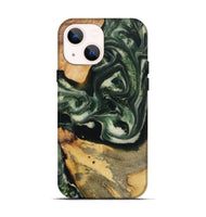 iPhone 14 Wood+Resin Live Edge Phone Case - Kizzy (Green, 720731)