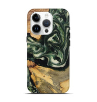 iPhone 15 Pro Wood+Resin Live Edge Phone Case - Kizzy (Green, 720731)