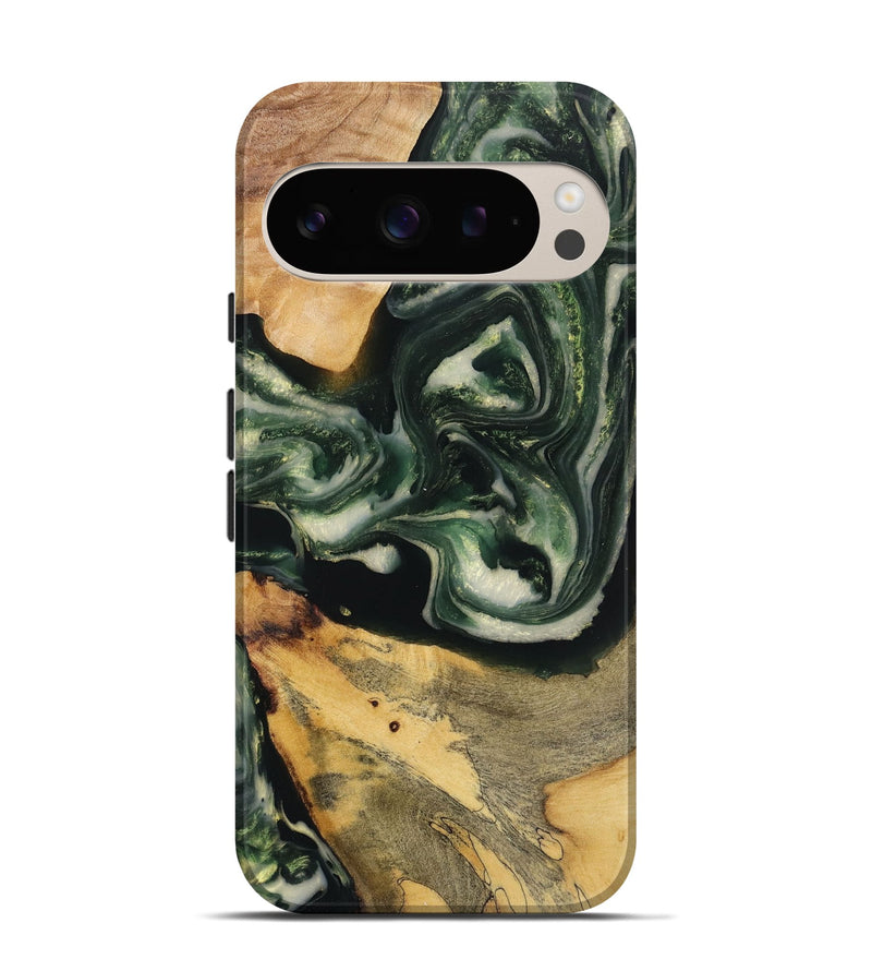 Pixel 9 Wood+Resin Live Edge Phone Case - Kizzy (Green, 720731)