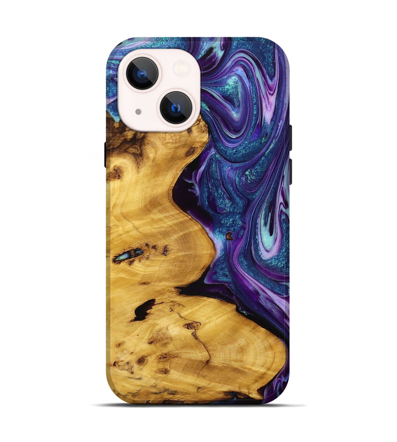 iPhone 14 Wood+Resin Live Edge Phone Case - Mya (Purple, 720737)