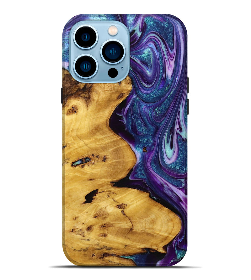 iPhone 14 Pro Max Wood+Resin Live Edge Phone Case - Mya (Purple, 720737)