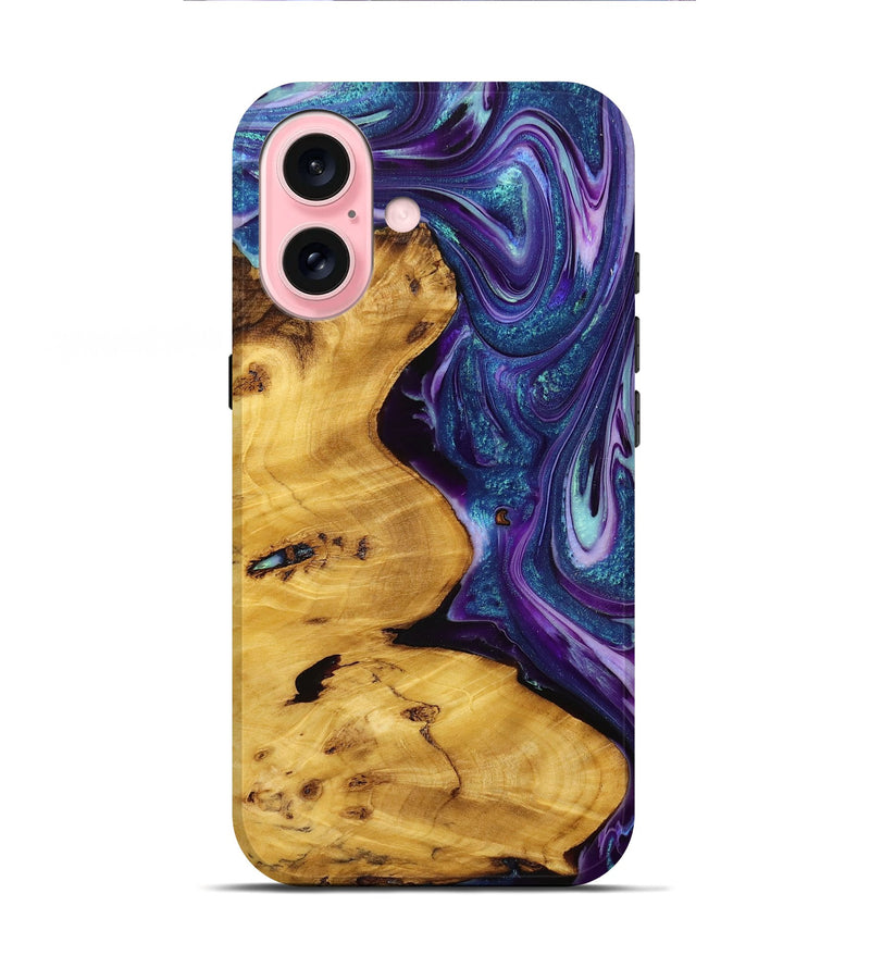 iPhone 16 Wood+Resin Live Edge Phone Case - Mya (Purple, 720737)