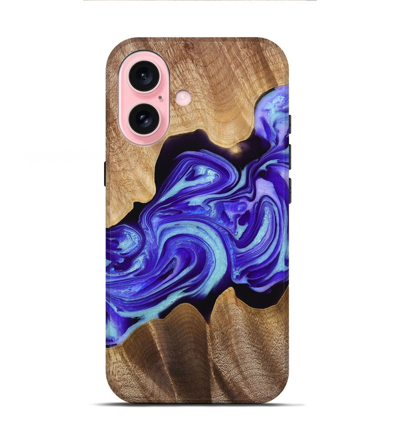 iPhone 16 Wood+Resin Live Edge Phone Case - Sofia (Purple, 720743)