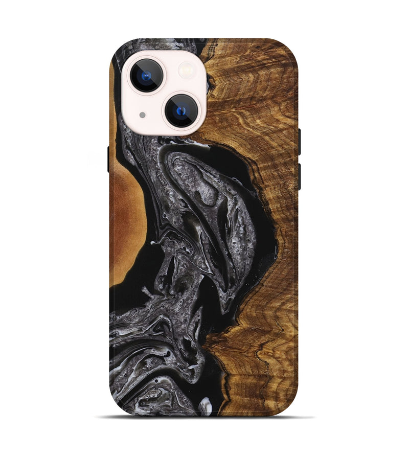 iPhone 14 Wood+Resin Live Edge Phone Case - Julianna (Black & White, 720746)