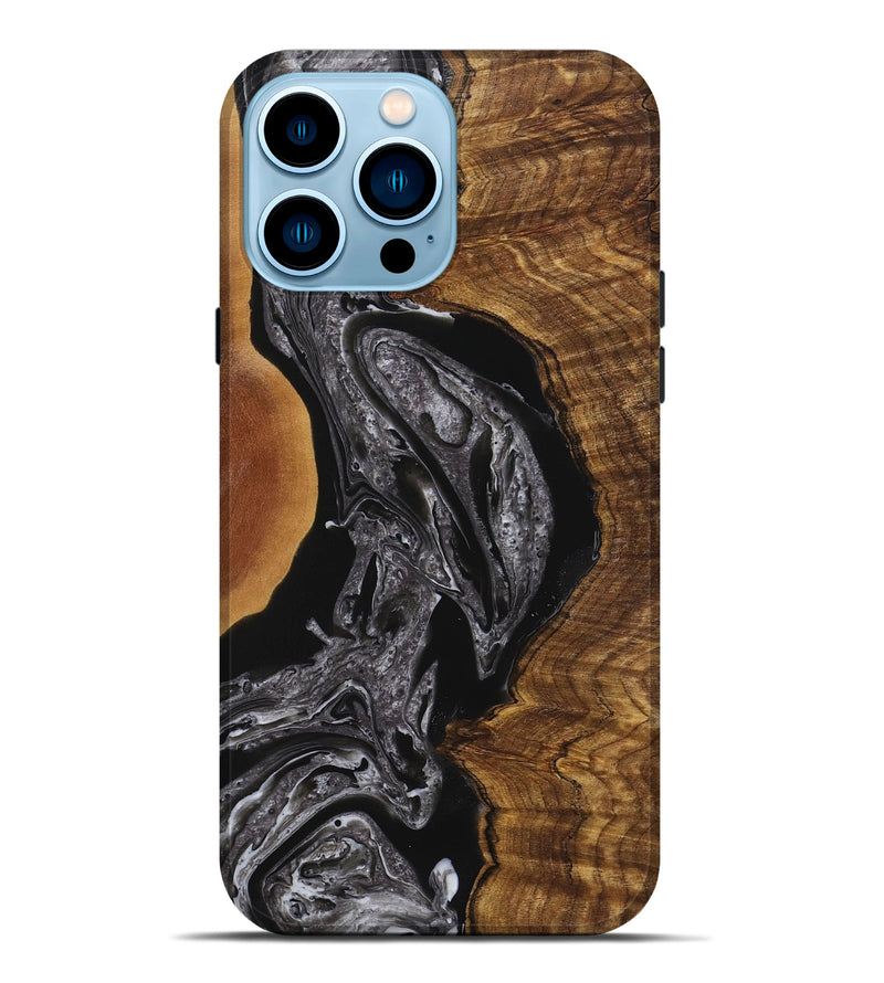 iPhone 14 Pro Max Wood+Resin Live Edge Phone Case - Julianna (Black & White, 720746)