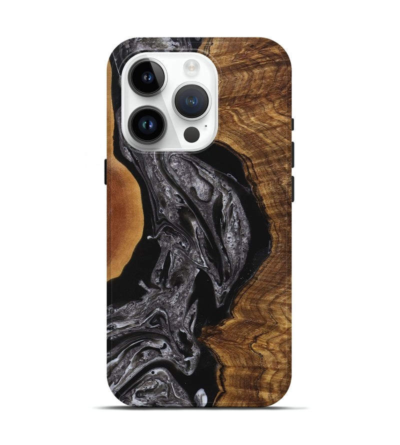 iPhone 15 Pro Wood+Resin Live Edge Phone Case - Julianna (Black & White, 720746)