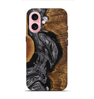 iPhone 16 Wood+Resin Live Edge Phone Case - Julianna (Black & White, 720746)