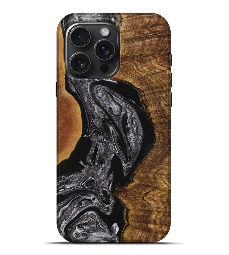 iPhone 16 Pro Max Wood+Resin Live Edge Phone Case - Julianna (Black & White, 720746)