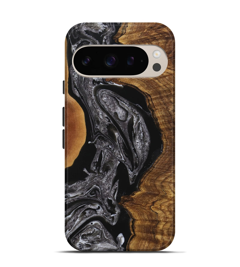 Pixel 9 Wood+Resin Live Edge Phone Case - Julianna (Black & White, 720746)