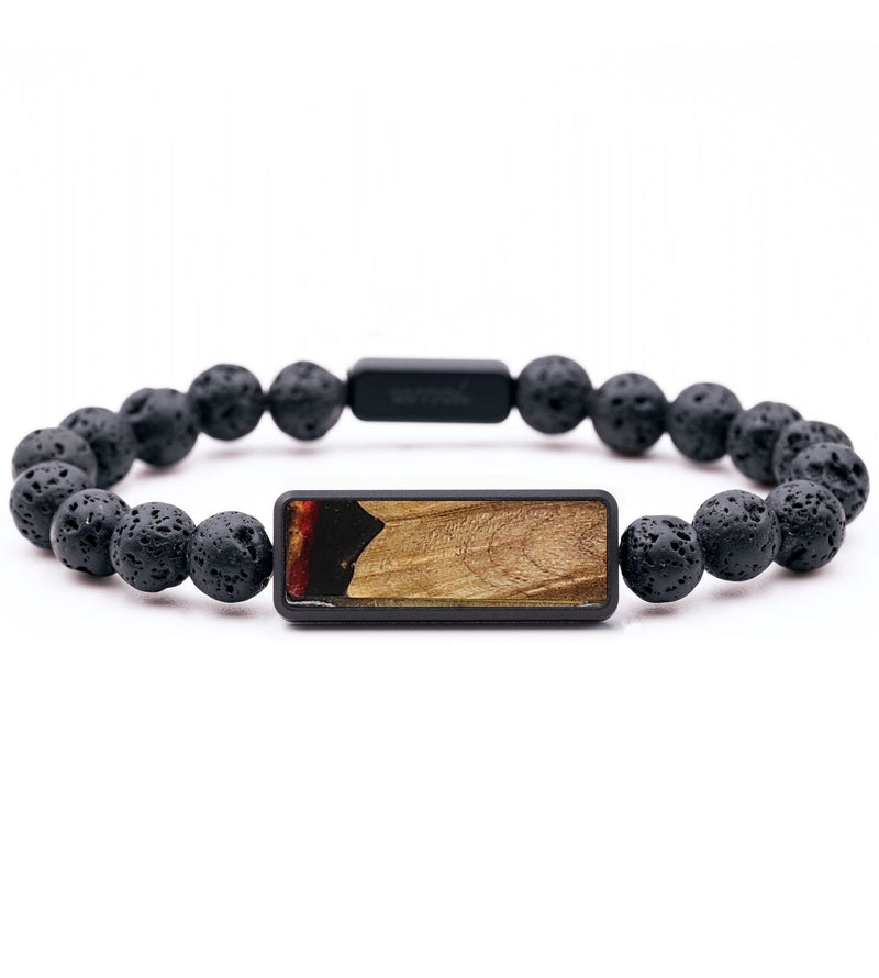 Lava Bead Wood+Resin Bracelet - Shirley (Red, 720768)