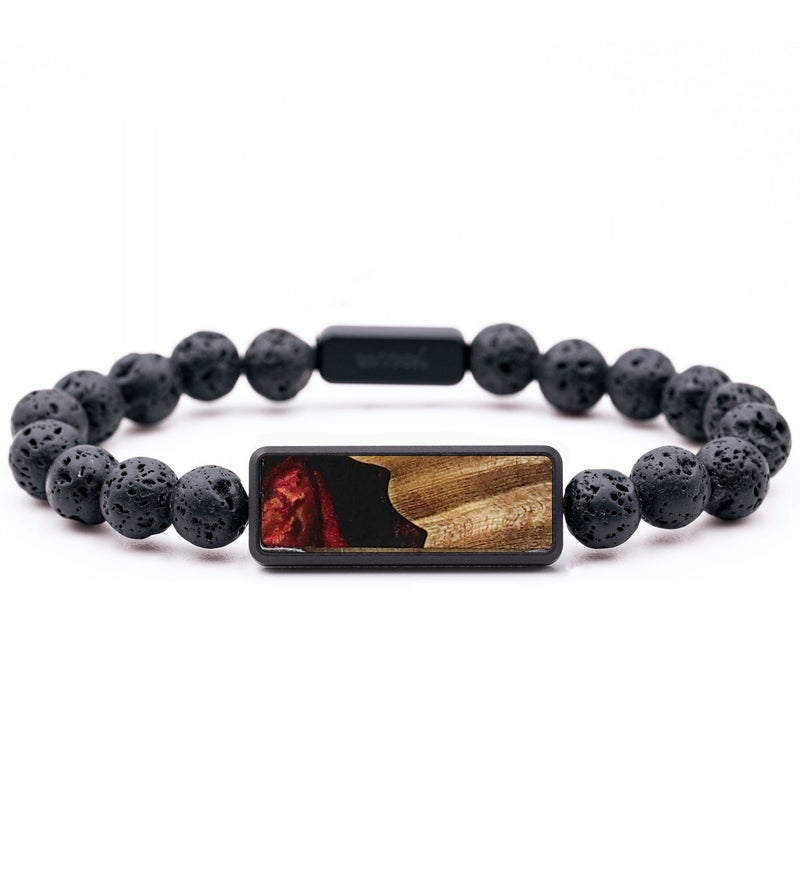 Lava Bead Wood+Resin Bracelet - Elena (Red, 720769)