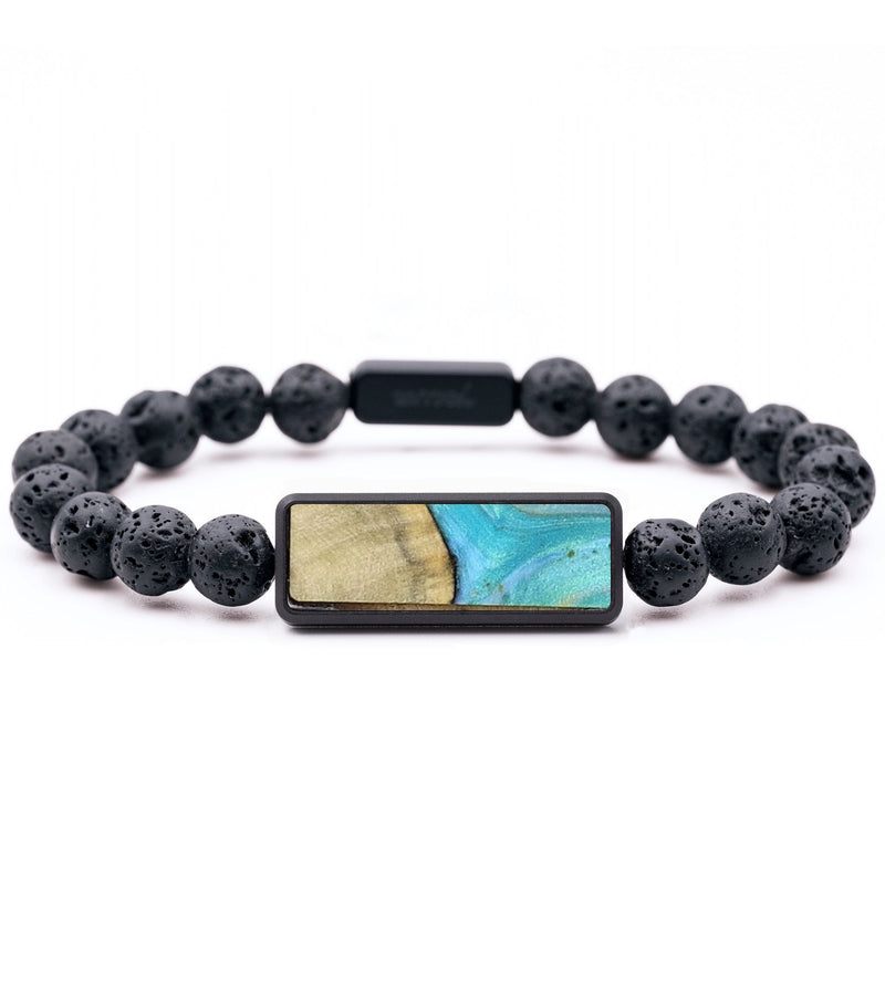 Lava Bead Wood+Resin Bracelet - Beckett (Teal & Gold, 720776)