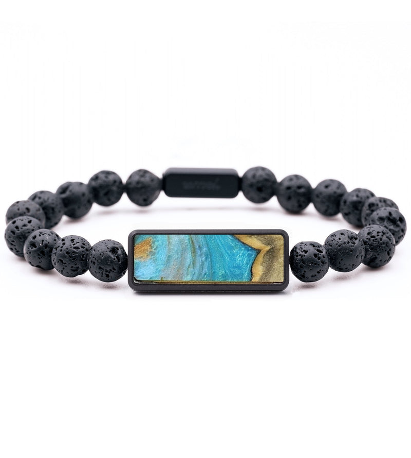 Lava Bead Wood+Resin Bracelet - Ryder (Teal & Gold, 720778)