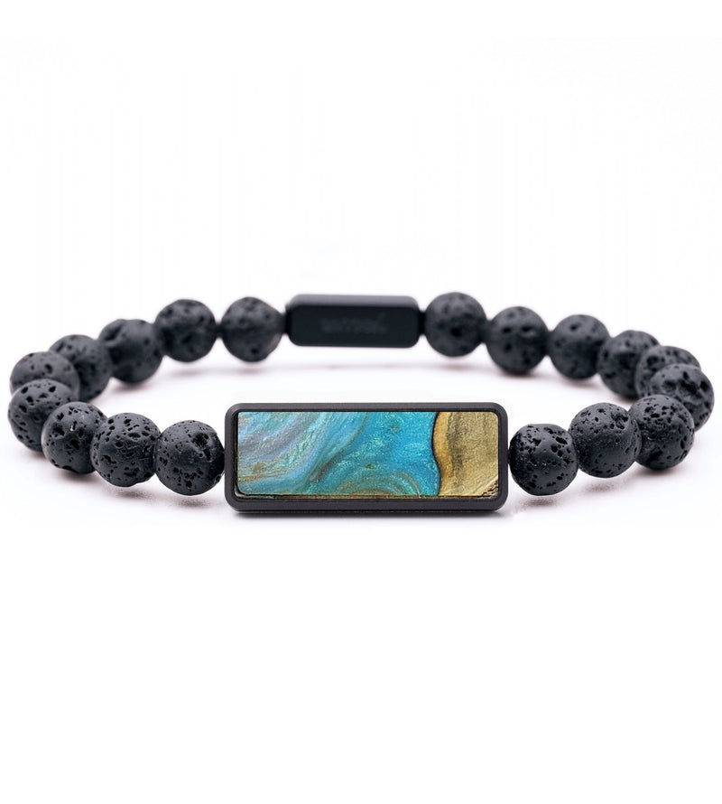 Lava Bead Wood+Resin Bracelet - Kelsey (Teal & Gold, 720779)