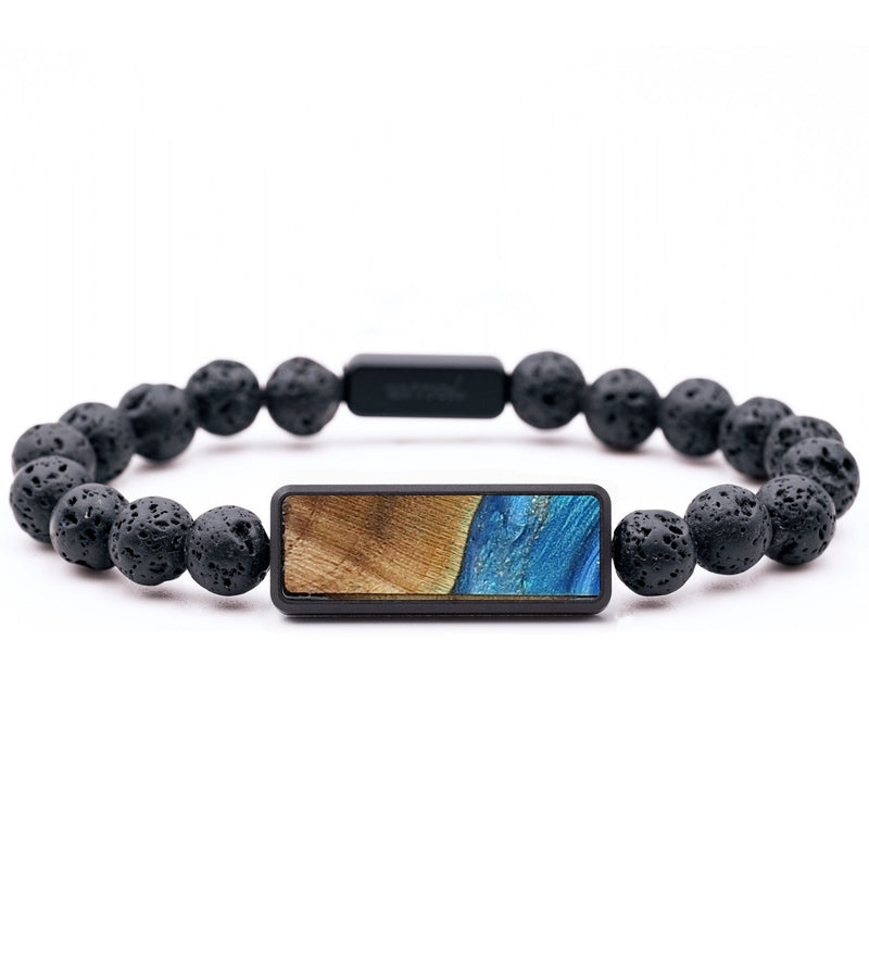 Lava Bead Wood+Resin Bracelet - George (Teal & Gold, 720784)