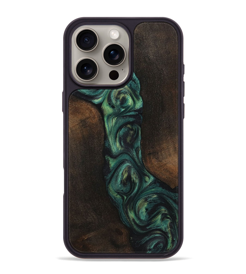 iPhone 16 Pro Max Wood+Resin Phone Case - Christa (Green, 720839)