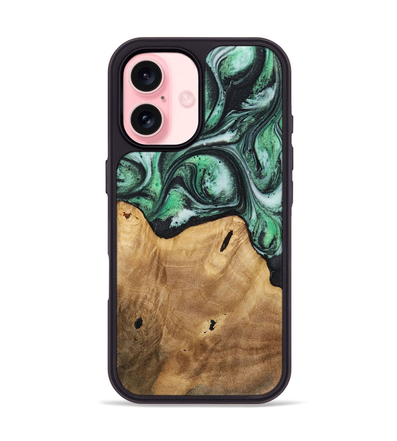 iPhone 16 Wood+Resin Phone Case - Zayden (Green, 720842)