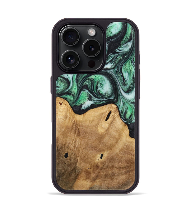 iPhone 16 Pro Wood+Resin Phone Case - Zayden (Green, 720842)