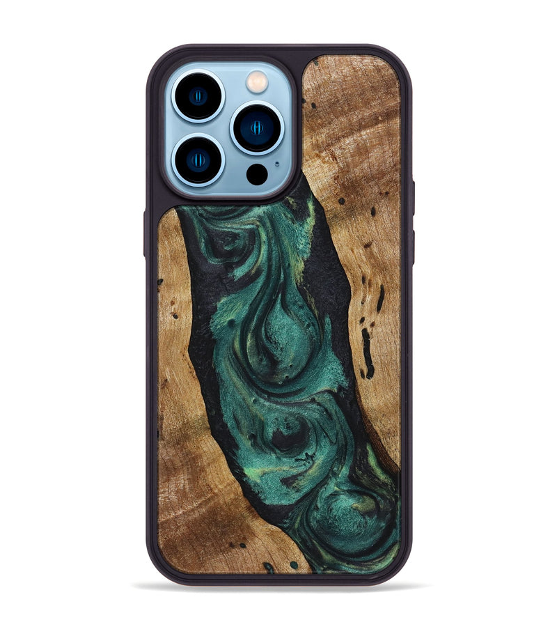 iPhone 14 Pro Max Wood+Resin Phone Case - Gregory (Green, 720843)