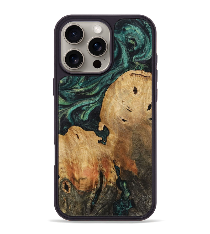 iPhone 16 Pro Max Wood+Resin Phone Case - Laurie (Green, 720845)