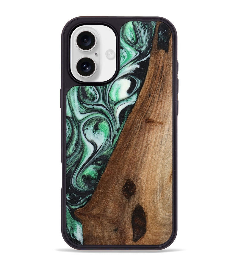 iPhone 16 Plus Wood+Resin Phone Case - Alejandra (Green, 720851)