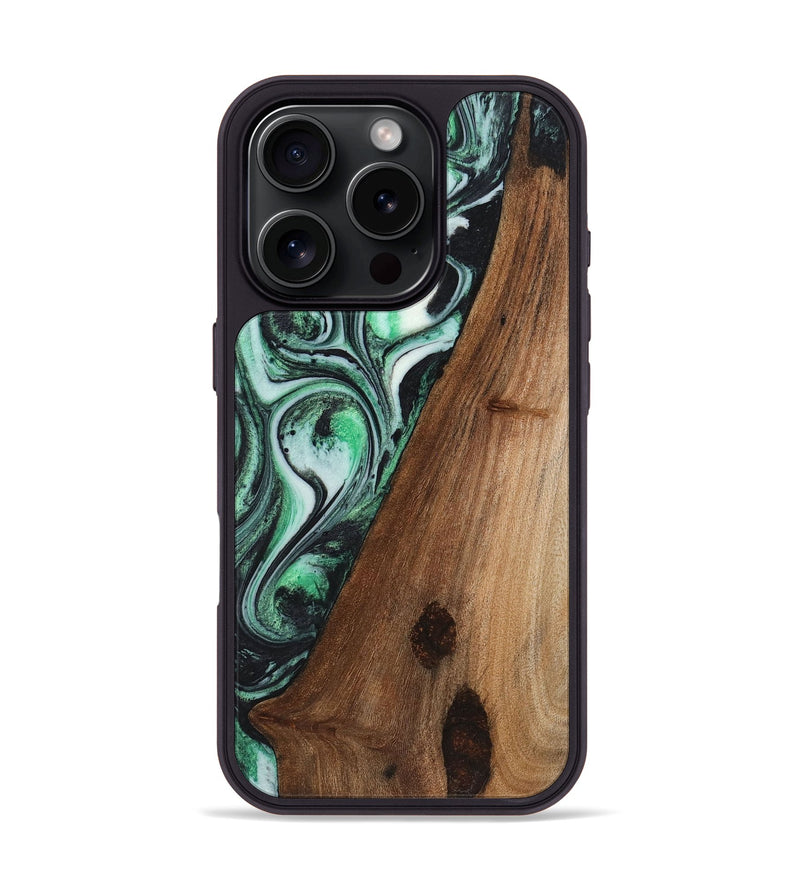 iPhone 16 Pro Wood+Resin Phone Case - Alejandra (Green, 720851)