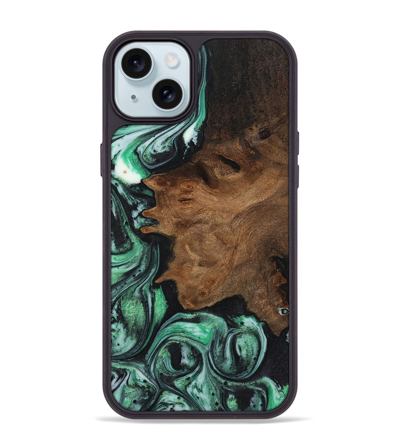 iPhone 15 Plus Wood+Resin Phone Case - Jonathan (Green, 720857)