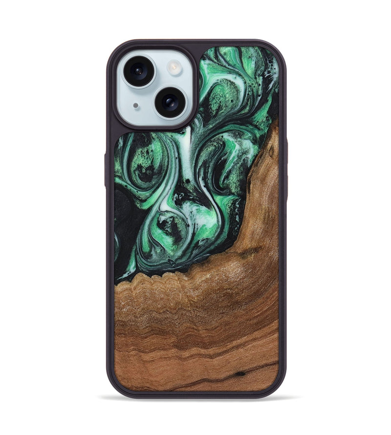 iPhone 15 Wood+Resin Phone Case - Noah (Green, 720860)