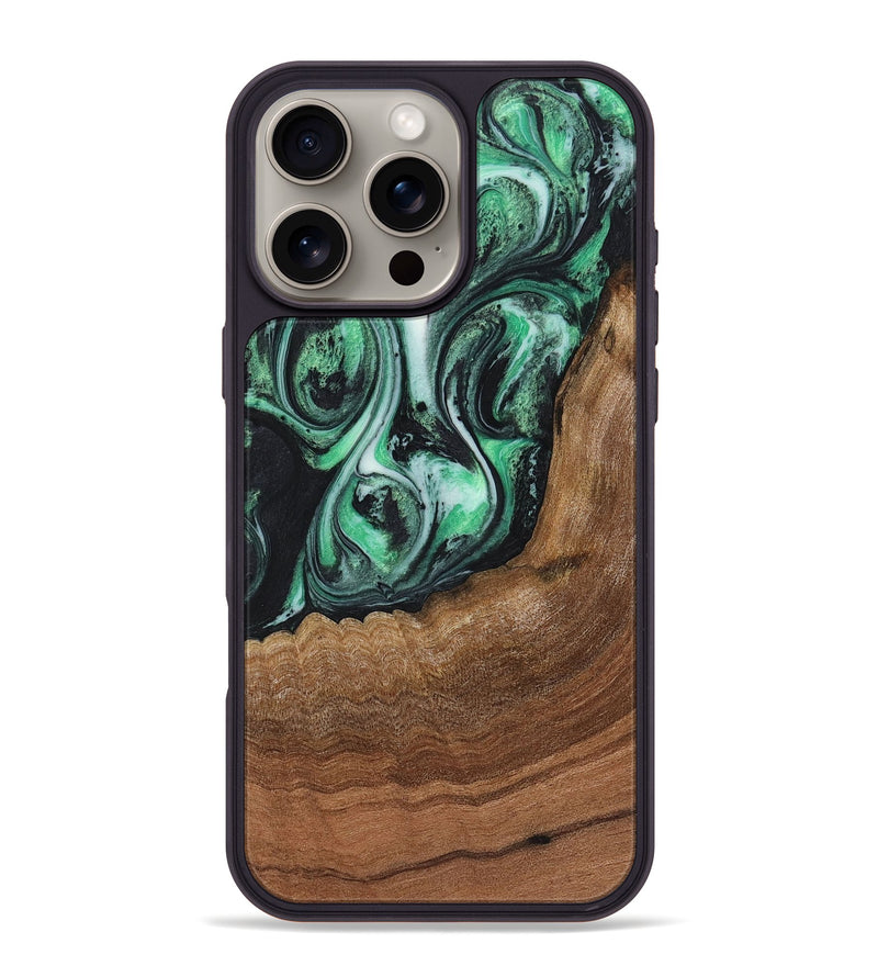 iPhone 16 Pro Max Wood+Resin Phone Case - Noah (Green, 720860)