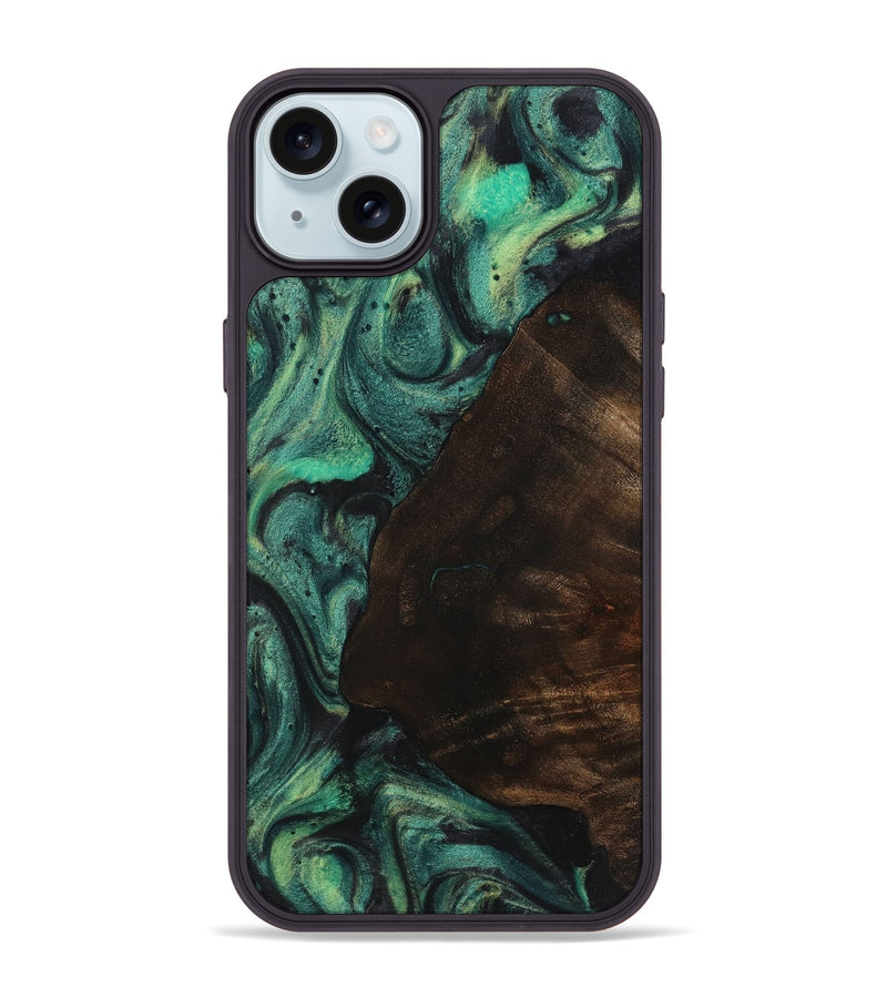 iPhone 15 Plus Wood+Resin Phone Case - Joy (Green, 720865)