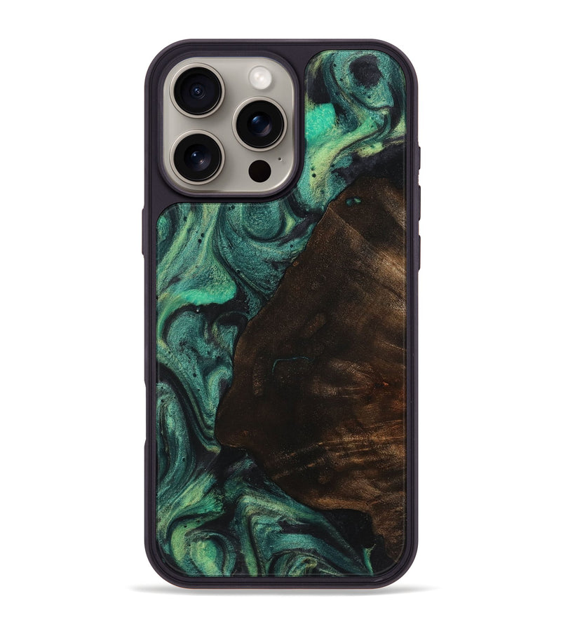 iPhone 16 Pro Max Wood+Resin Phone Case - Joy (Green, 720865)