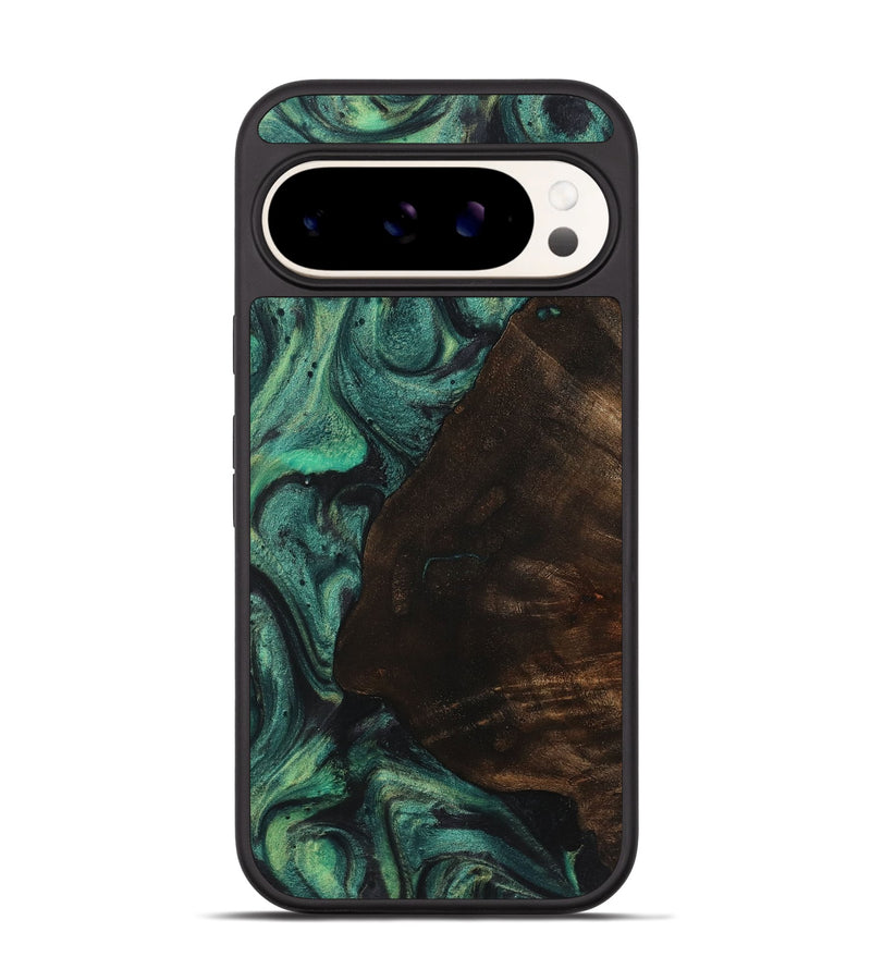 Pixel 9 Wood+Resin Phone Case - Joy (Green, 720865)