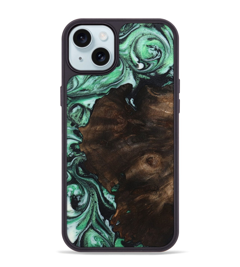 iPhone 15 Plus Wood+Resin Phone Case - Killian (Green, 720869)