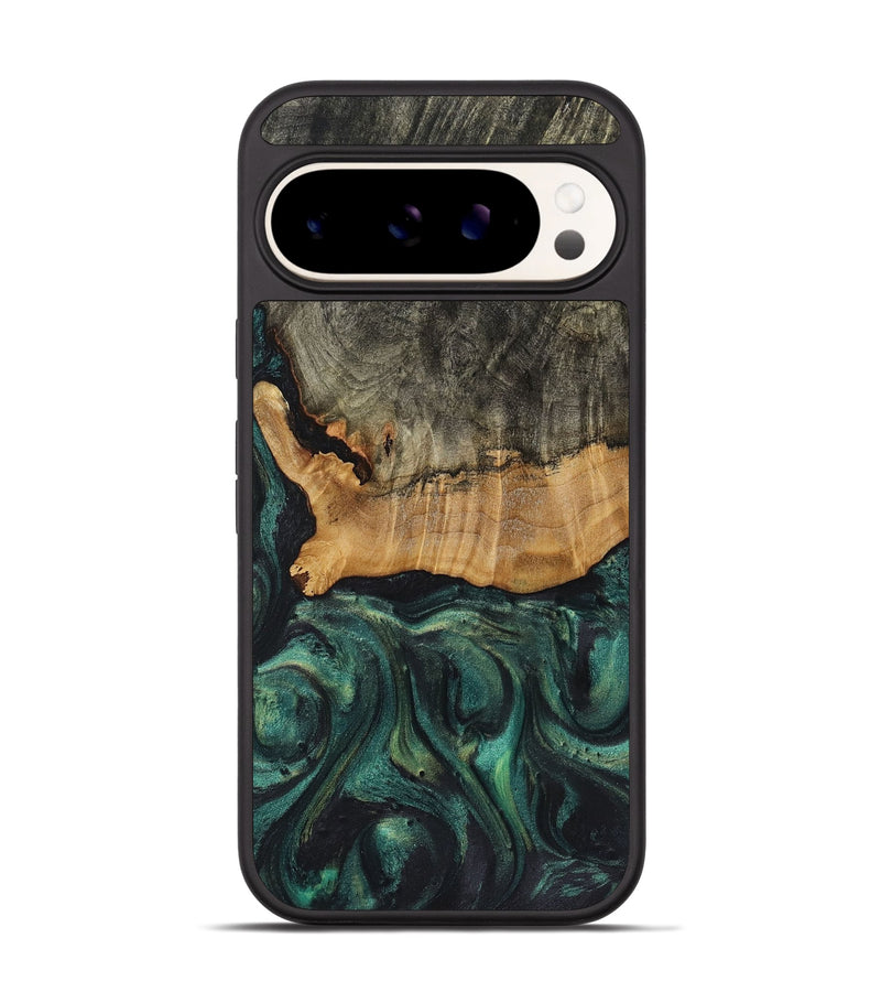 Pixel 9 Wood+Resin Phone Case - Jeffery (Green, 720871)