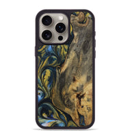 iPhone 15 Pro Max Wood+Resin Phone Case - Jenna (Teal & Gold, 720898)