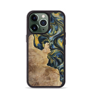 iPhone 13 Pro Wood+Resin Phone Case - Wilbert (Teal & Gold, 720900)