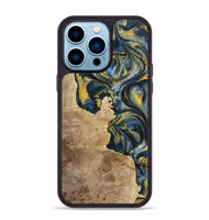 iPhone 14 Pro Max Wood+Resin Phone Case - Wilbert (Teal & Gold, 720900)