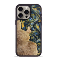 iPhone 15 Pro Max Wood+Resin Phone Case - Wilbert (Teal & Gold, 720900)