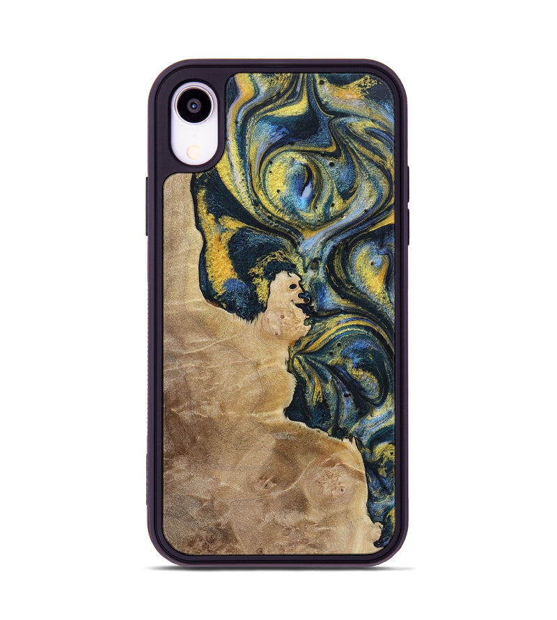 iPhone Xr Wood+Resin Phone Case - Wilbert (Teal & Gold, 720900)