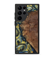 Galaxy S22 Ultra Wood+Resin Phone Case - Larry (Teal & Gold, 720903)