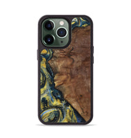 iPhone 13 Pro Wood+Resin Phone Case - Larry (Teal & Gold, 720903)