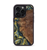 iPhone 15 Pro Wood+Resin Phone Case - Larry (Teal & Gold, 720903)