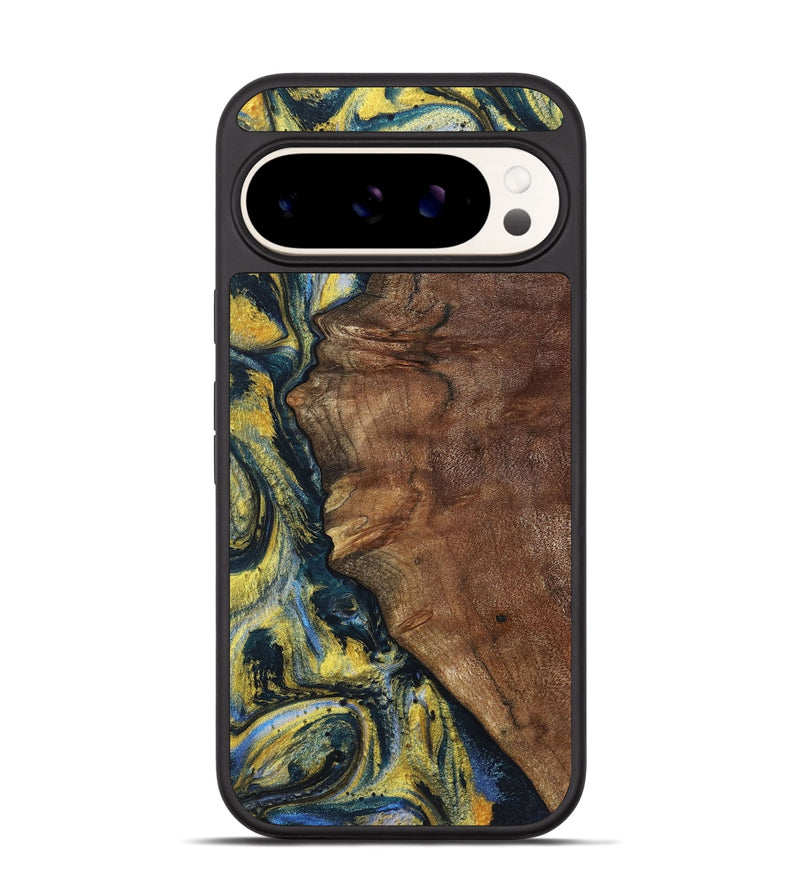 Pixel 9 Pro Wood+Resin Phone Case - Larry (Teal & Gold, 720903)