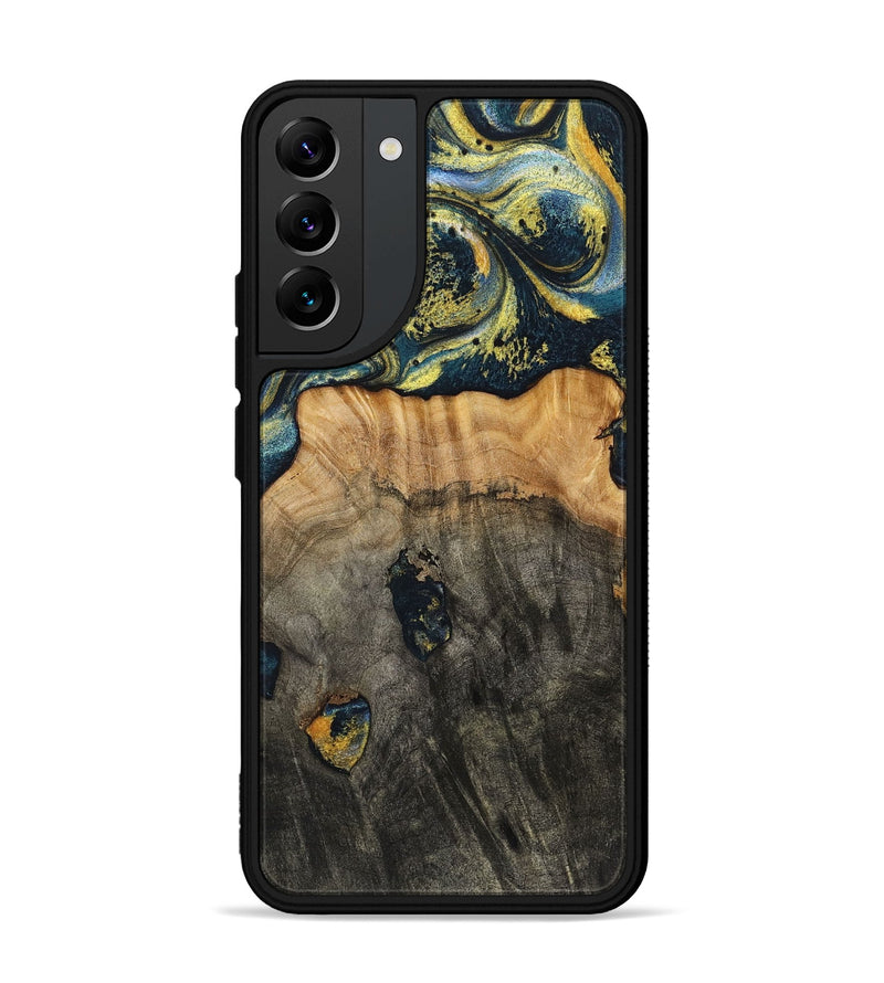 Galaxy S22 Plus Wood+Resin Phone Case - Eduardo (Teal & Gold, 720907)